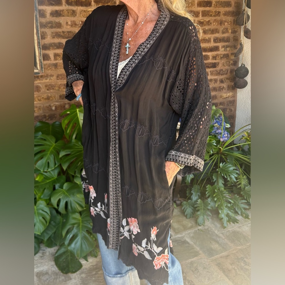 Johnny Was Black Lace Embroidered kimono